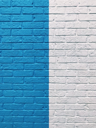 Blue and white paint the wall
